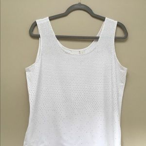 CHICO’S WHITE RHINESTONE EMBELLISHED TANK